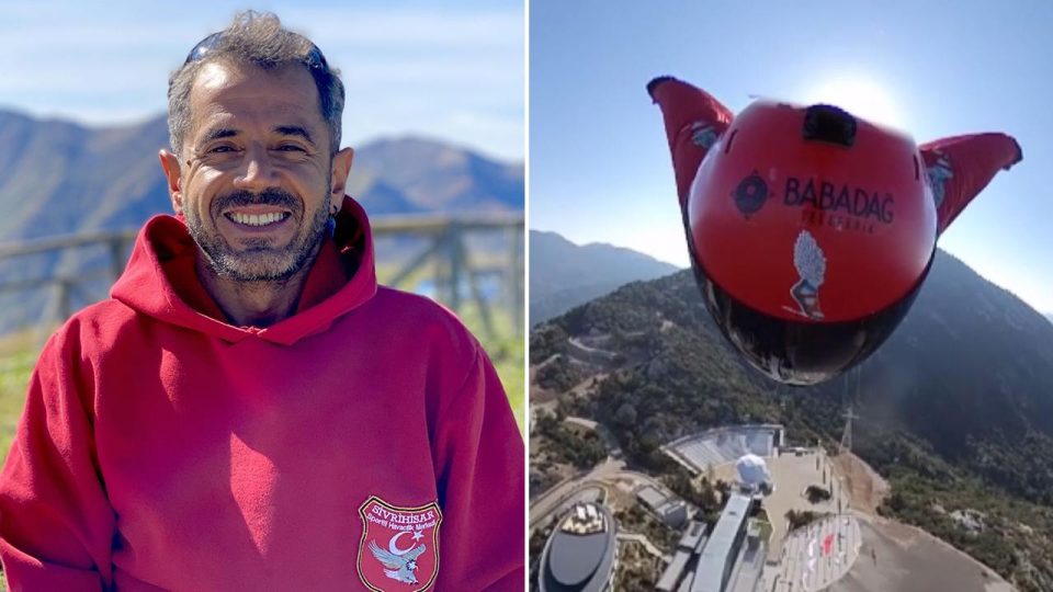“Yarasa adam” 200 kilometre hıza ulaştığı atlayışında limitleri zorluyor